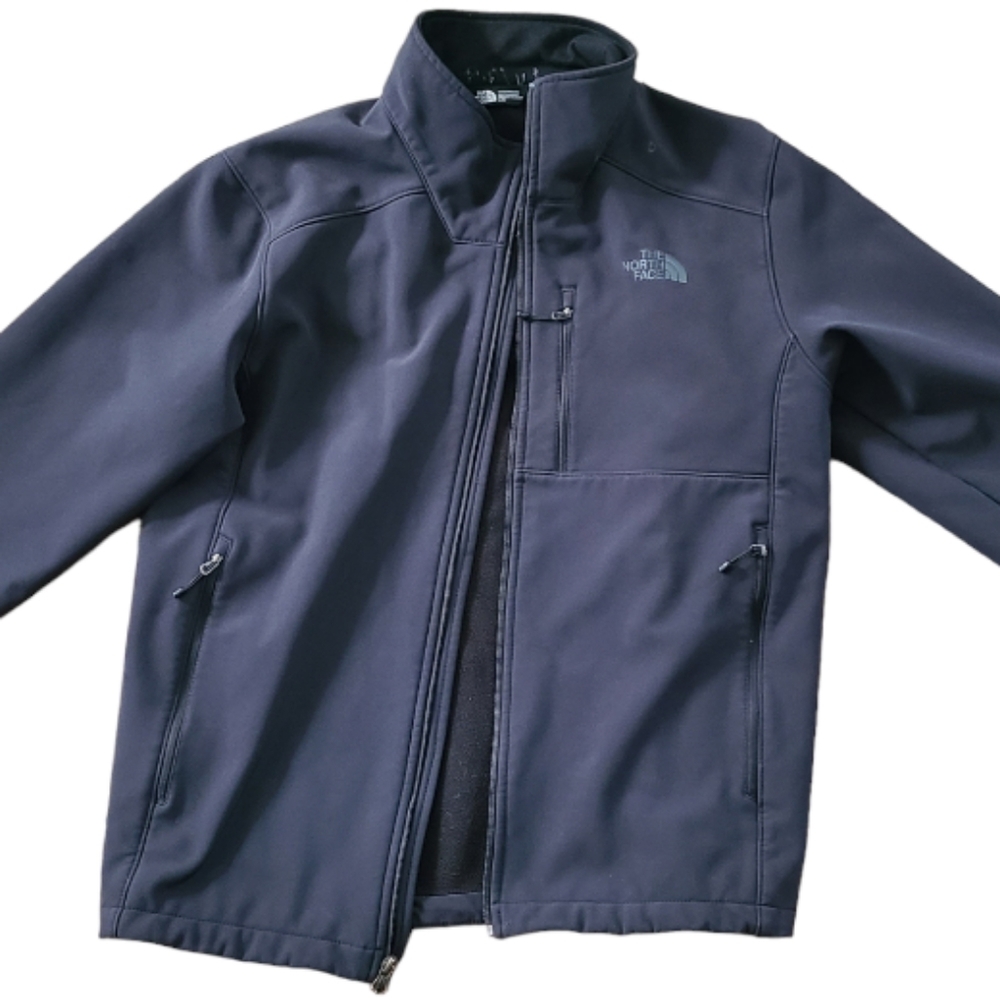 The North Face softshell jacket men's LG--ZIPPER BROKEN & SM BURN HOLE--flaws
